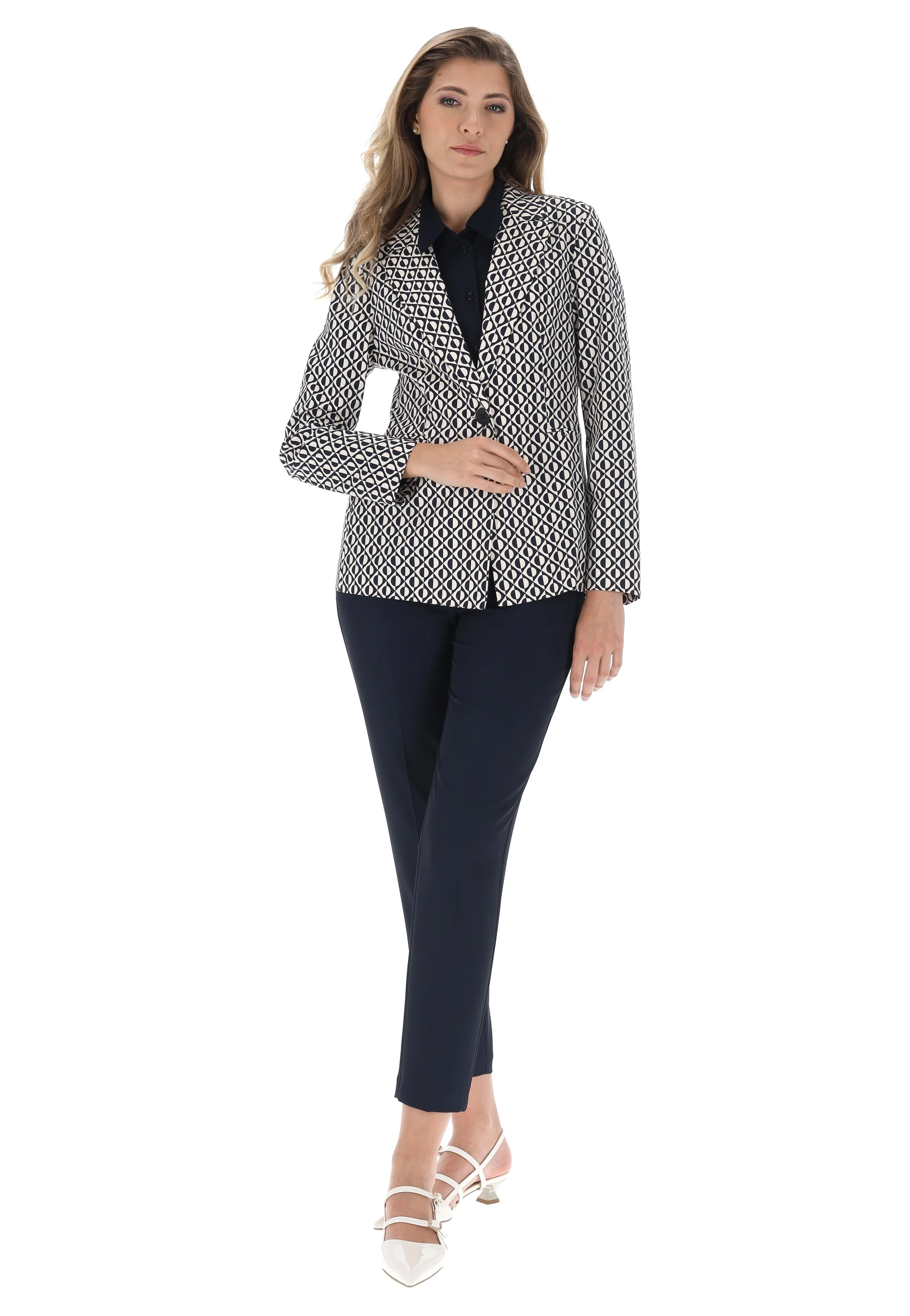 Blazer in cotone fantasia optical Main &amp; Land